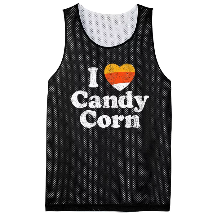 I Love Candy Corn Funny Halloween Retro 80's 70's Costume Mesh Reversible Basketball Jersey Tank