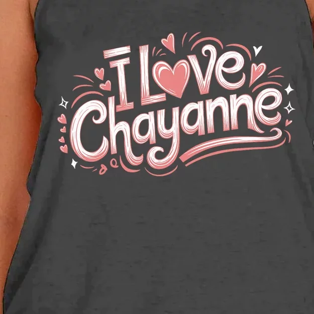 I Love Chayanne Girlfriend Boyfriend Couples First Name Women's Knotted Racerback Tank