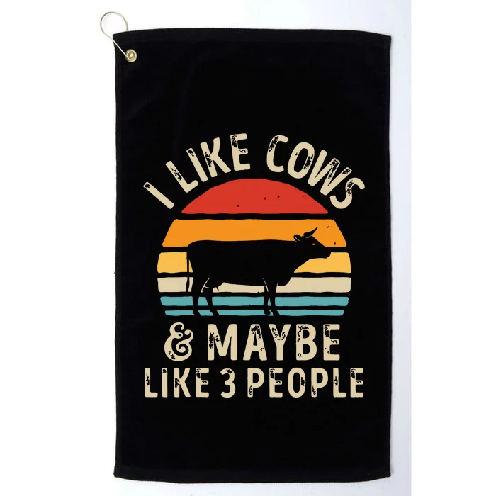 I Like Cows And Maybe Like 3 People Cow Farm Farmer Retro Platinum Collection Golf Towel