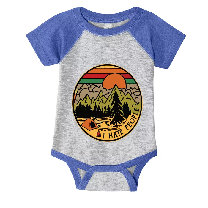 I Love Camping I Hate People Outdoors Funny Vintage Infant Baby Jersey Bodysuit