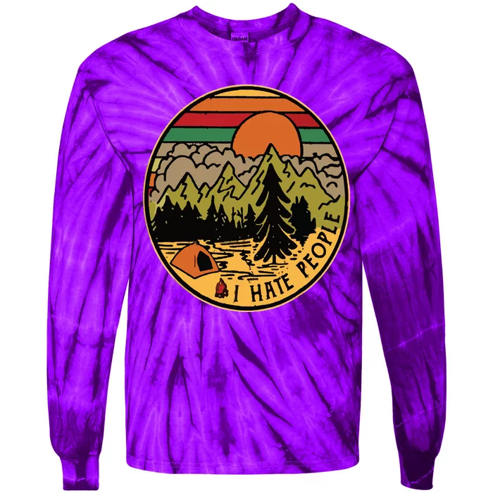 I Love Camping I Hate People Outdoors Funny Vintage Tie-Dye Long Sleeve Shirt