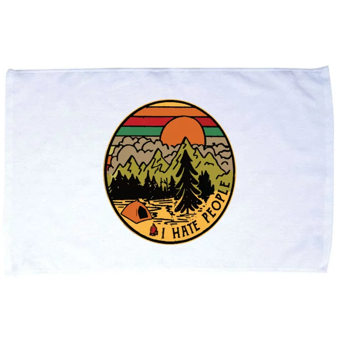 I Love Camping I Hate People Outdoors Funny Vintage Microfiber Hand Towel