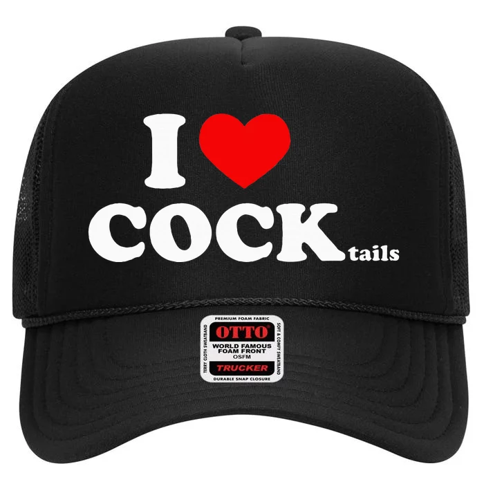 I Love Cocktails I Heart Cocktail Funny Drinking Party High Crown Mesh Trucker Hat