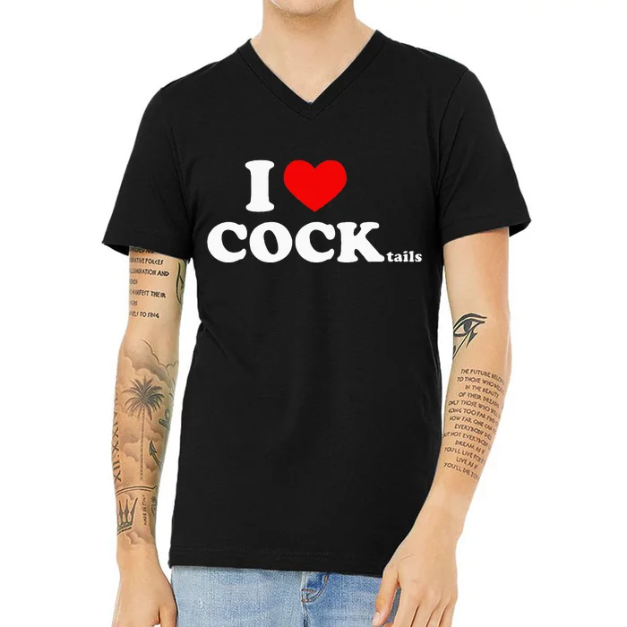 I Love Cocktails I Heart Cocktail Funny Drinking Party V-Neck T-Shirt