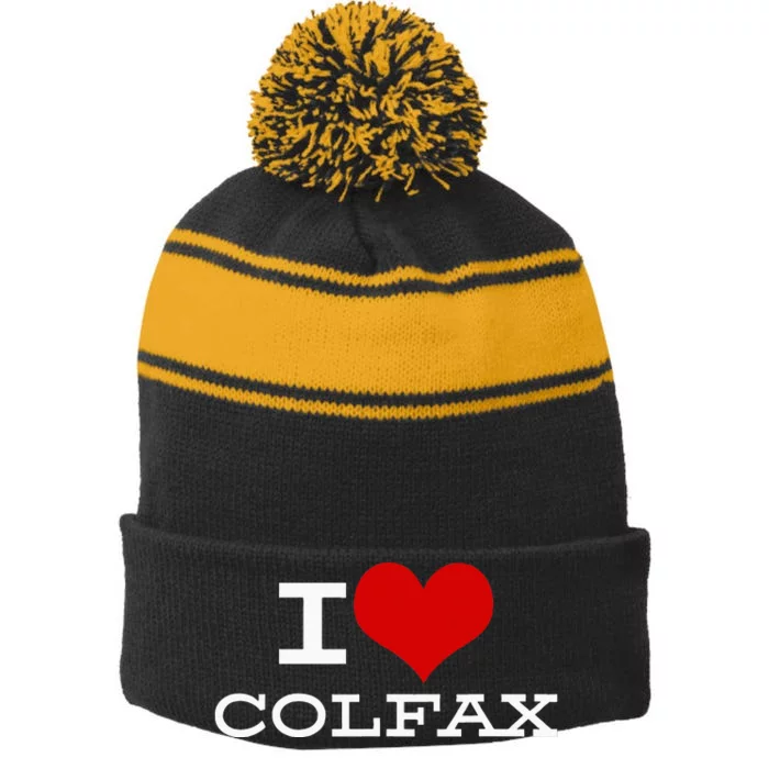 I Love Colfax Colorado Stripe Pom Pom Beanie