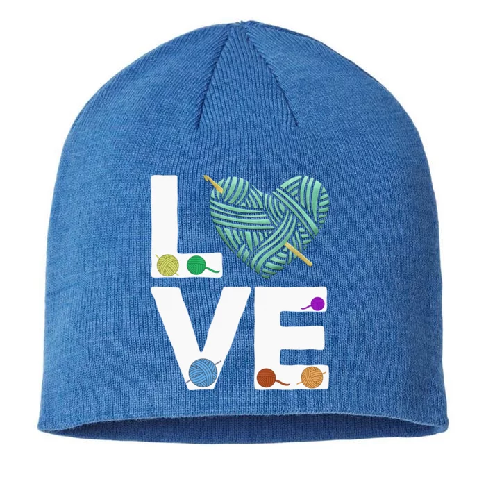 I Love Crochet And Knitting Great Gift Funny Crocheting Lover Gift 8 1/2in Sustainable Knit Beanie