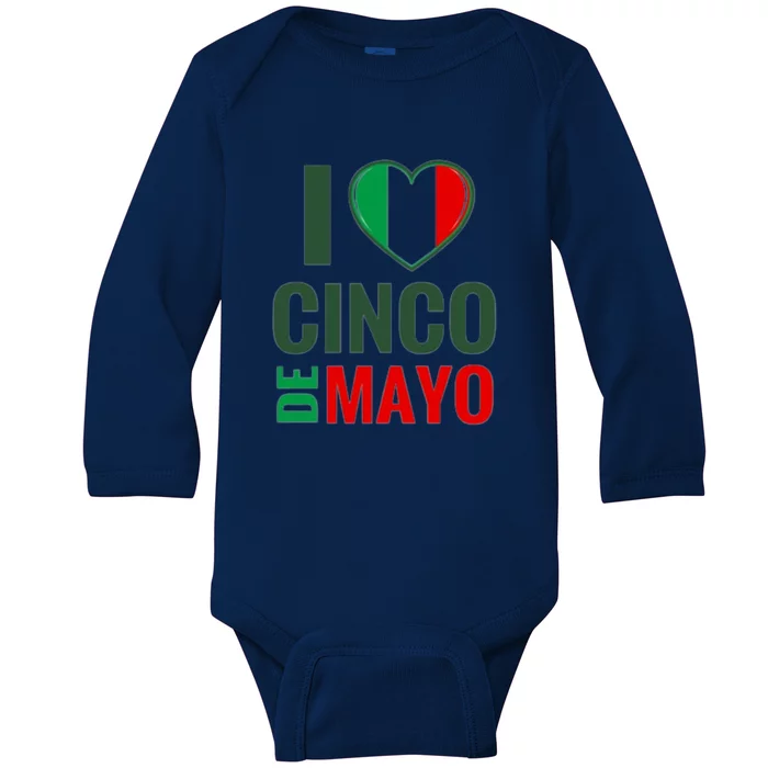 I Love Cinco De Mayo Baby Long Sleeve Bodysuit