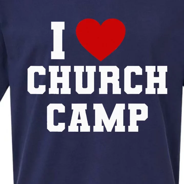 I Love Church Camp Christian Church Bible School Jesus Sueded Cloud Jersey T-Shirt