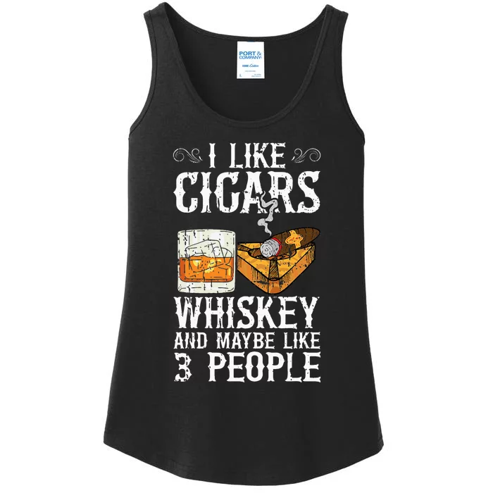 I Like Cigars Whiskey And Maybe 3 People Cigar Lounge Ladies Essential Tank