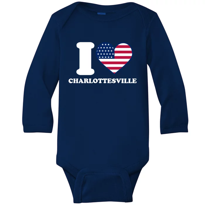 I Love Charlottesville I Heart Charlottesville Gift Baby Long Sleeve Bodysuit