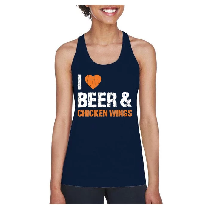 I Love Chicken Wings & Beer Funny Food Eating Lover Gift Women's Racerback Tank