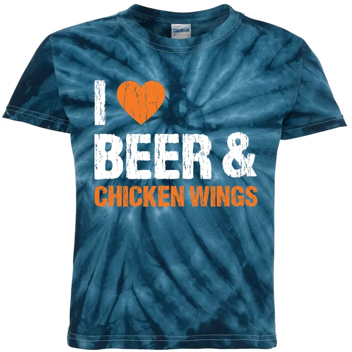 I Love Chicken Wings & Beer Funny Food Eating Lover Gift Kids Tie-Dye T-Shirt