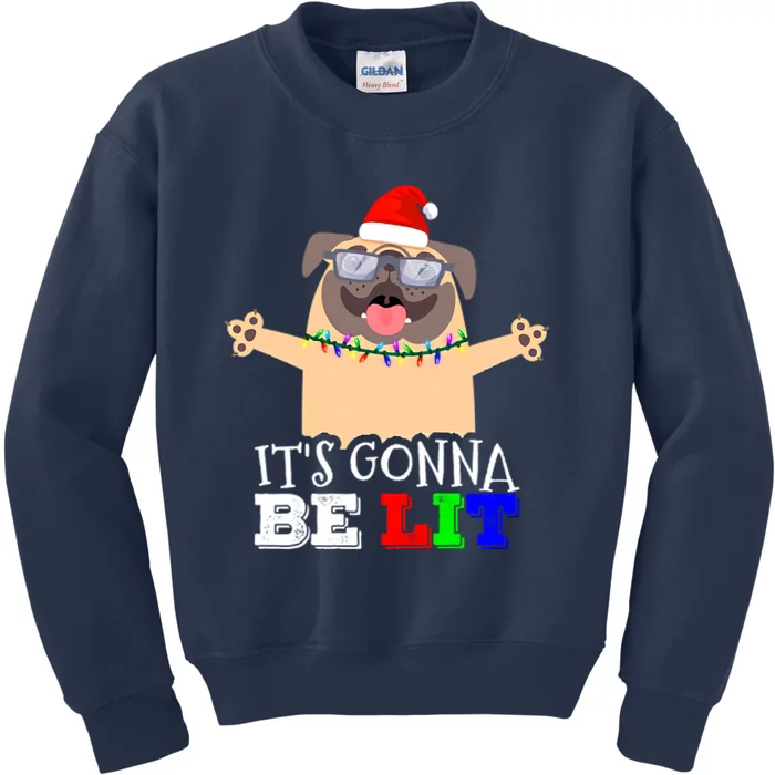 IM Lit Cute Pug Christmas Kids Sweatshirt