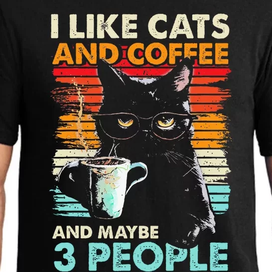 I Like Cats And Coffee And Maybe 3 People Funny Love Cat Pajama Set