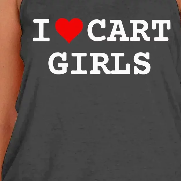 I Love Cart Girl Golf Funny Women's Knotted Racerback Tank