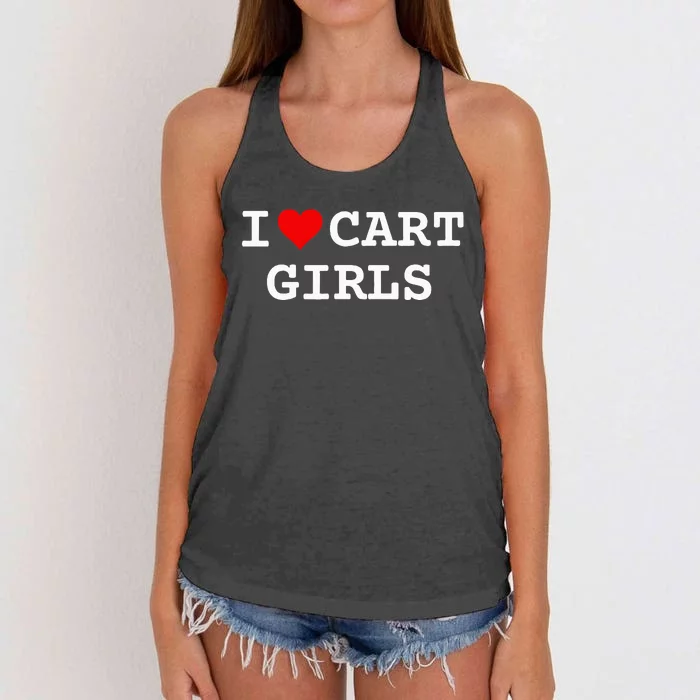 I Love Cart Girl Golf Funny Women's Knotted Racerback Tank