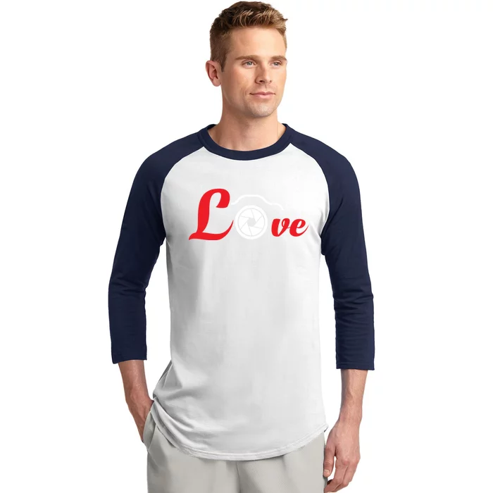 I Love Camera Graphic Design For Funny Photographers Gift Baseball Sleeve Shirt