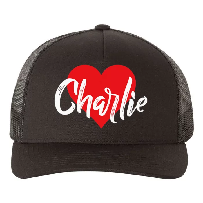 I Love Charlie First Name I Heart Named Yupoong Adult 5-Panel Trucker Hat