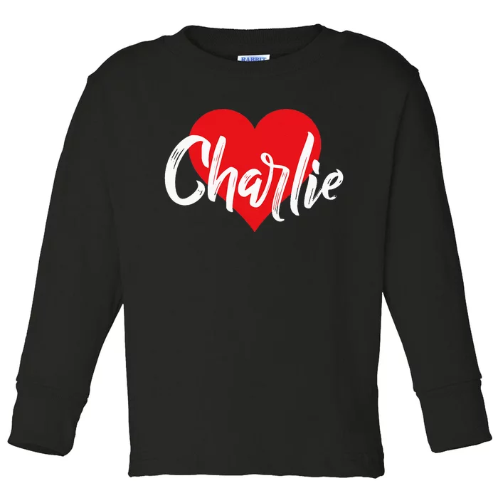 I Love Charlie First Name I Heart Named Toddler Long Sleeve Shirt