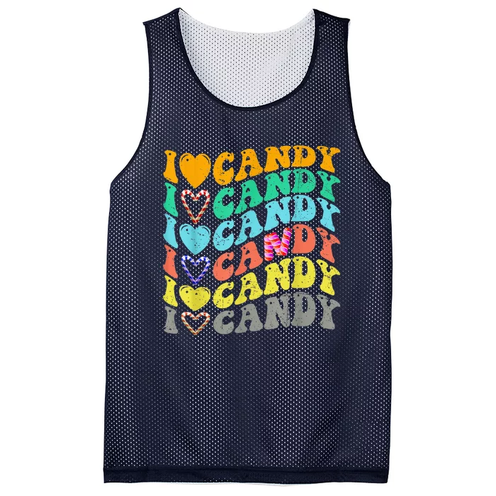 I love Candy Halloween Party Cute Trick or Treat Candyland Mesh Reversible Basketball Jersey Tank