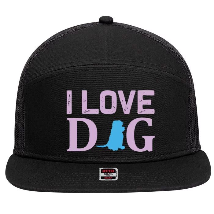 I Love Dog 7 Panel Mesh Trucker Snapback Hat