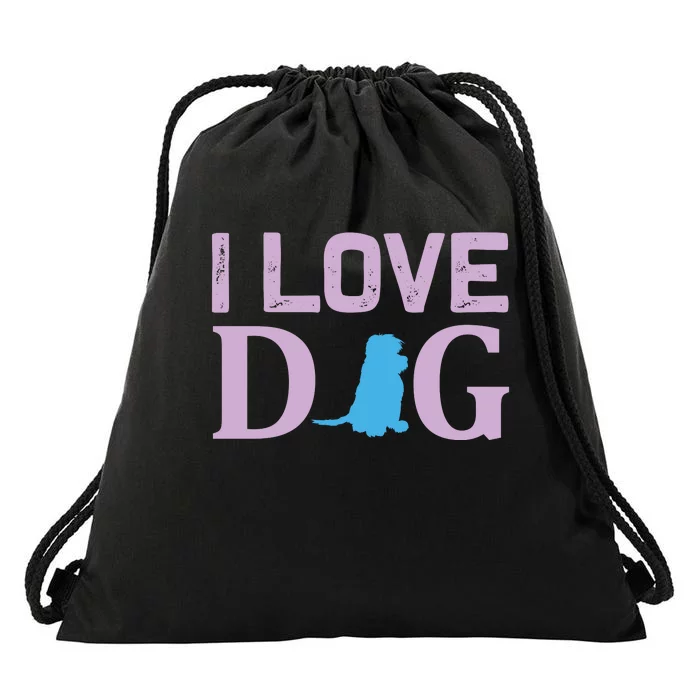 I Love Dog Drawstring Bag