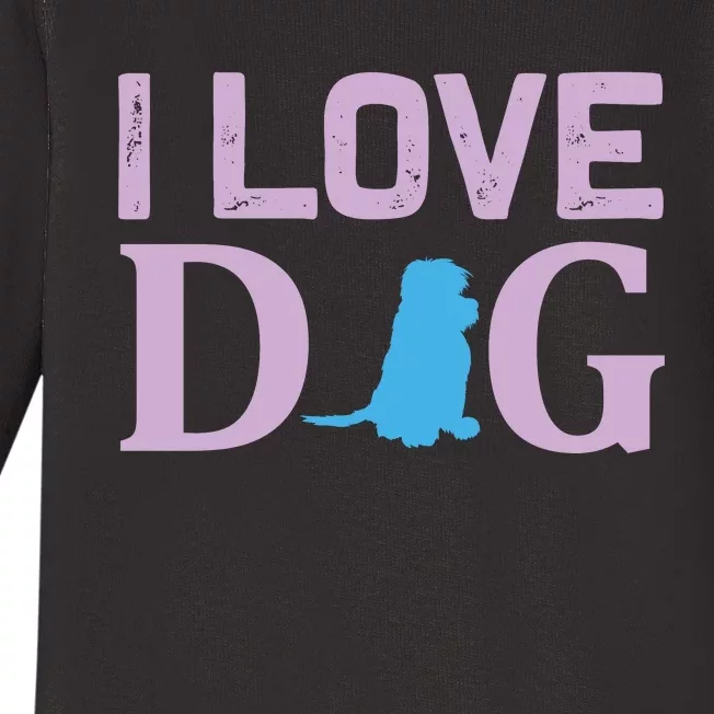 I Love Dog Baby Long Sleeve Bodysuit