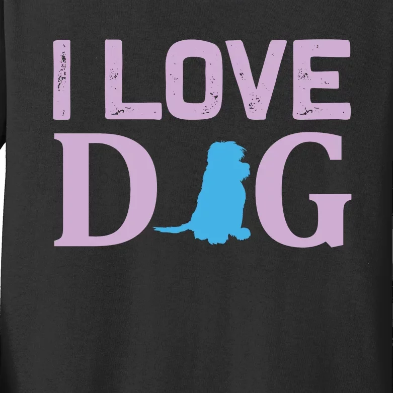 I Love Dog Kids Long Sleeve Shirt