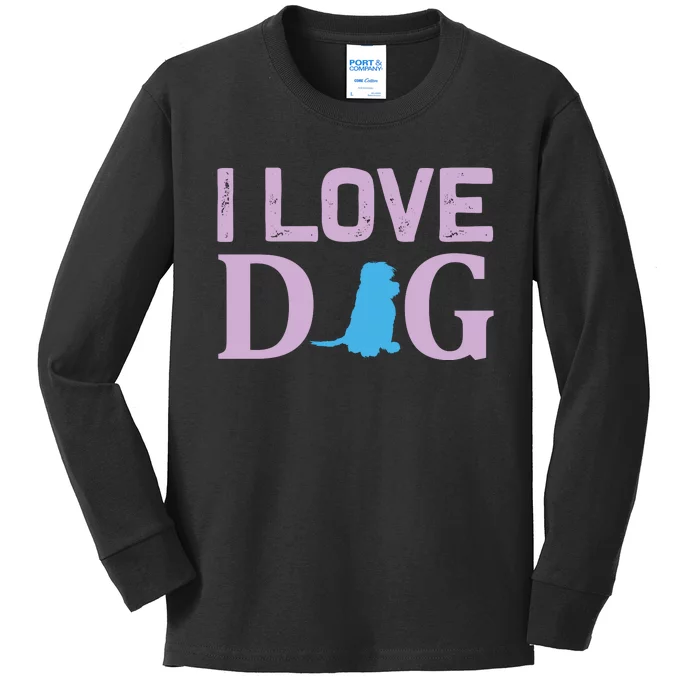 I Love Dog Kids Long Sleeve Shirt