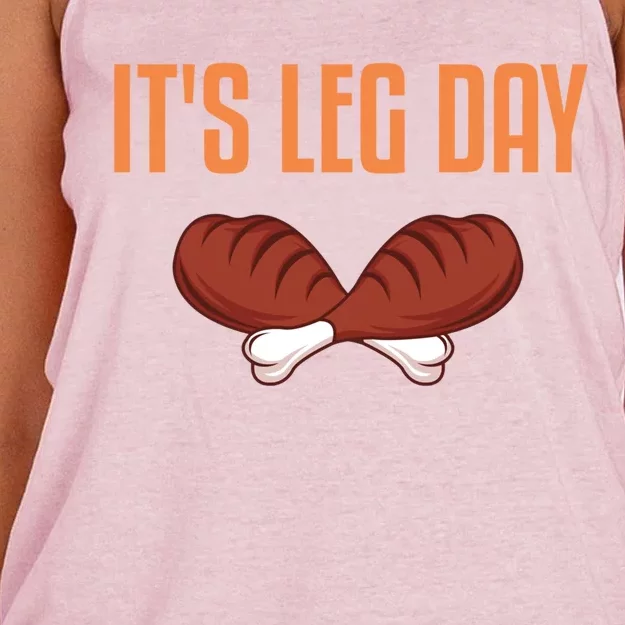 It's Leg Day Funny Thanksgiving Outfit Gift Women's Knotted Racerback Tank