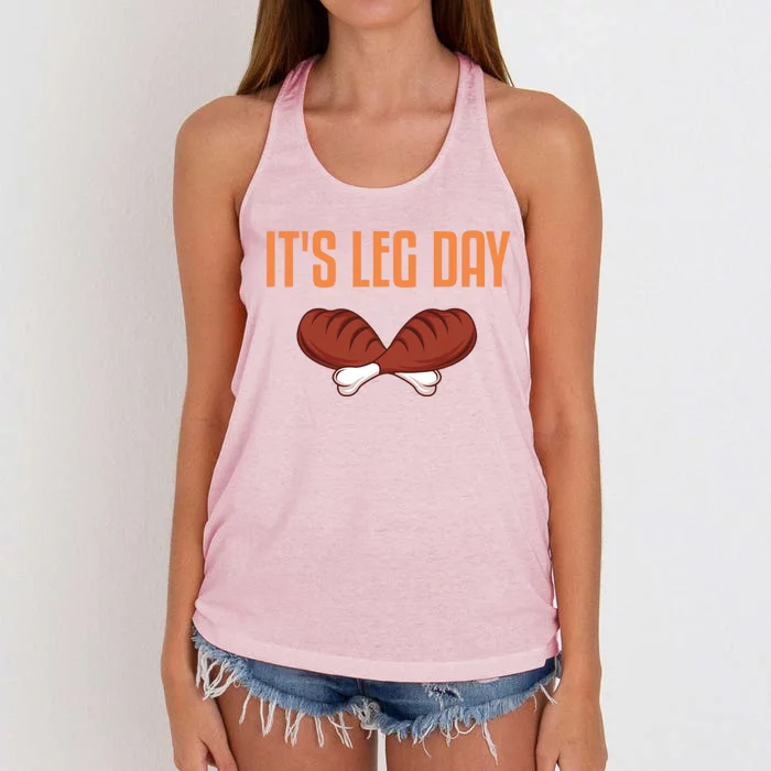 It's Leg Day Funny Thanksgiving Outfit Gift Women's Knotted Racerback Tank