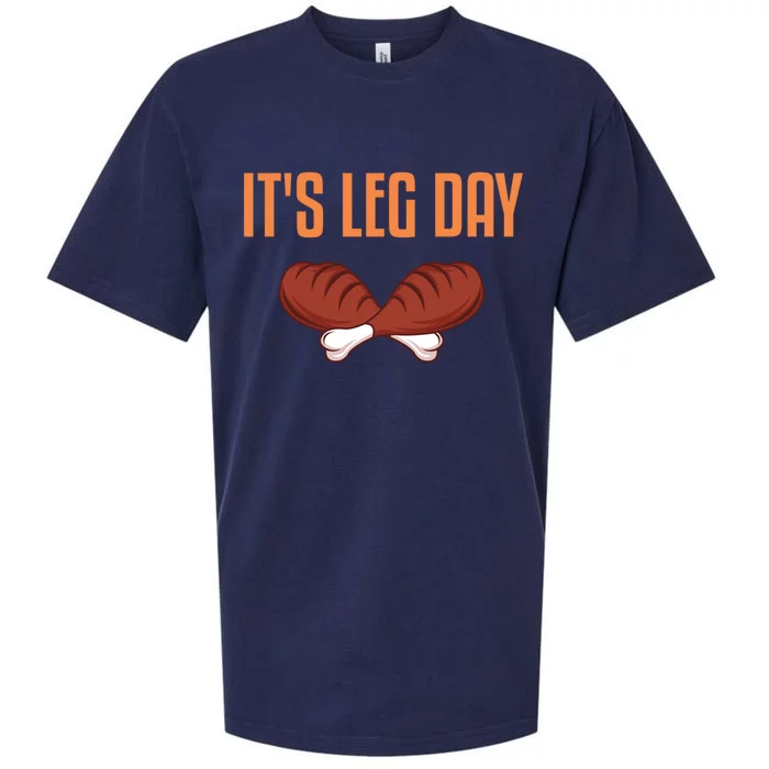 It's Leg Day Funny Thanksgiving Outfit Gift Sueded Cloud Jersey T-Shirt