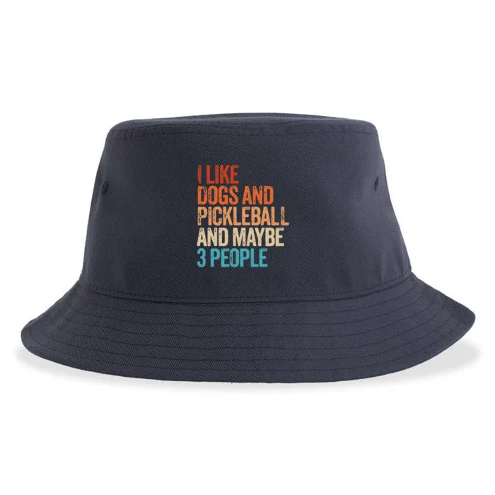 I Like Dogs Pickleball And Maybe 3 People Funny Vintage Sustainable Bucket Hat