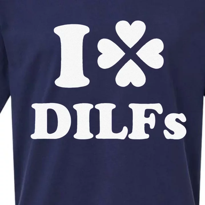 I Love Dilfs Saint Patrick's Day Green Clover Heart Hot Dad Sueded Cloud Jersey T-Shirt