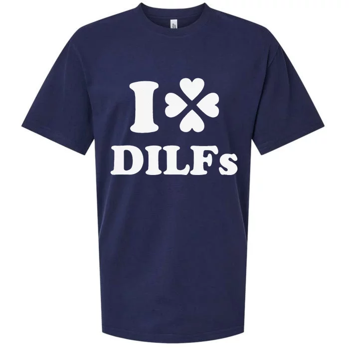 I Love Dilfs Saint Patrick's Day Green Clover Heart Hot Dad Sueded Cloud Jersey T-Shirt