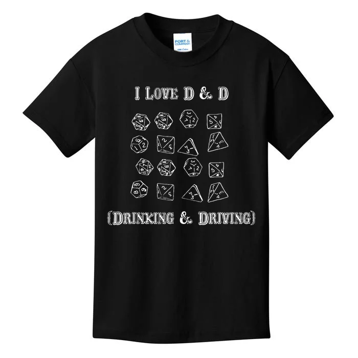 I Love D And D Drinking And Driving Funny Gamer D20 Lover Kids T-Shirt