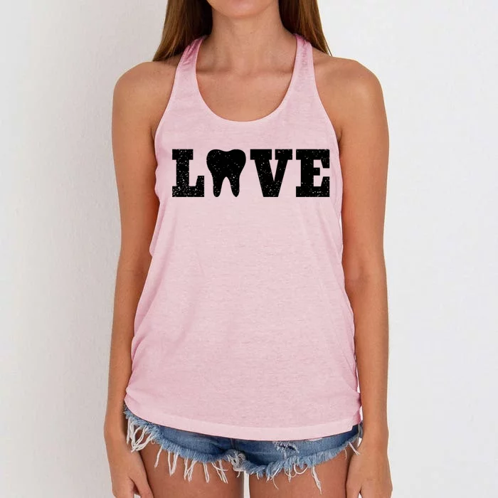 I Love Dental Hygienist Assistants Gift Dentist Gift Women's Knotted Racerback Tank