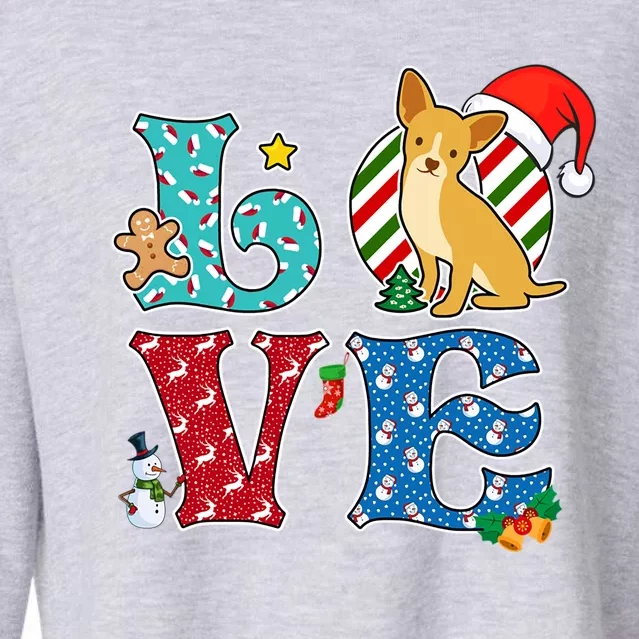 I Love Dog Chihuahua Christmas Gift Cropped Pullover Crew