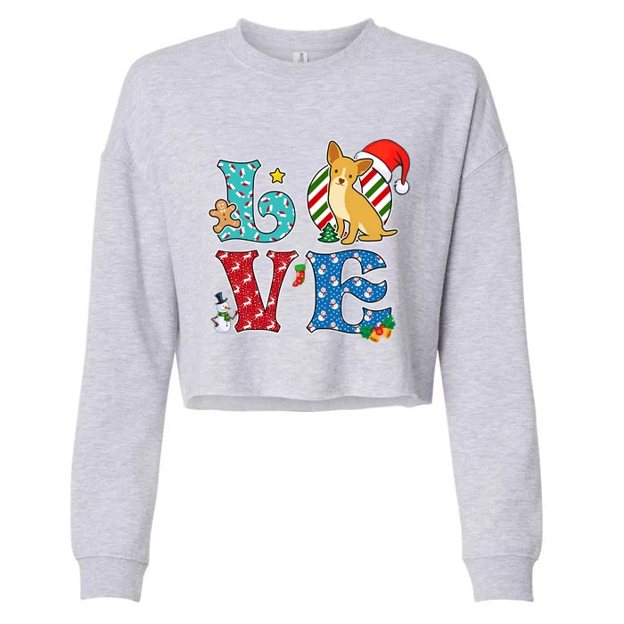 I Love Dog Chihuahua Christmas Gift Cropped Pullover Crew