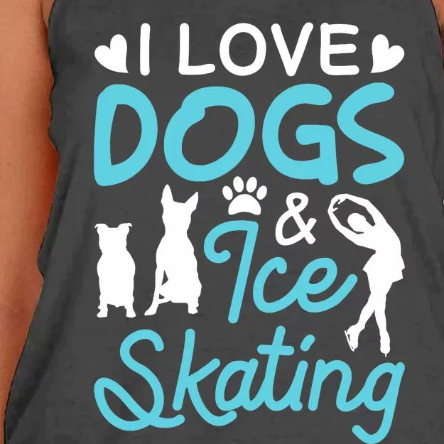 I Love Dogs And Ice Skating Women's Knotted Racerback Tank