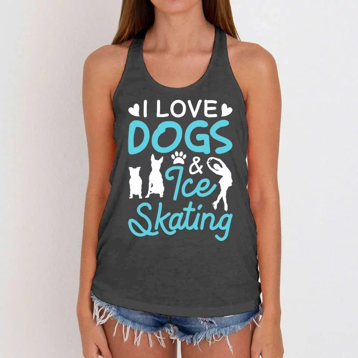 I Love Dogs And Ice Skating Women's Knotted Racerback Tank