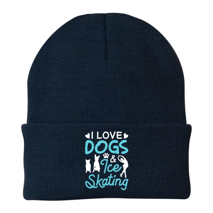 I Love Dogs And Ice Skating Knit Cap Winter Beanie