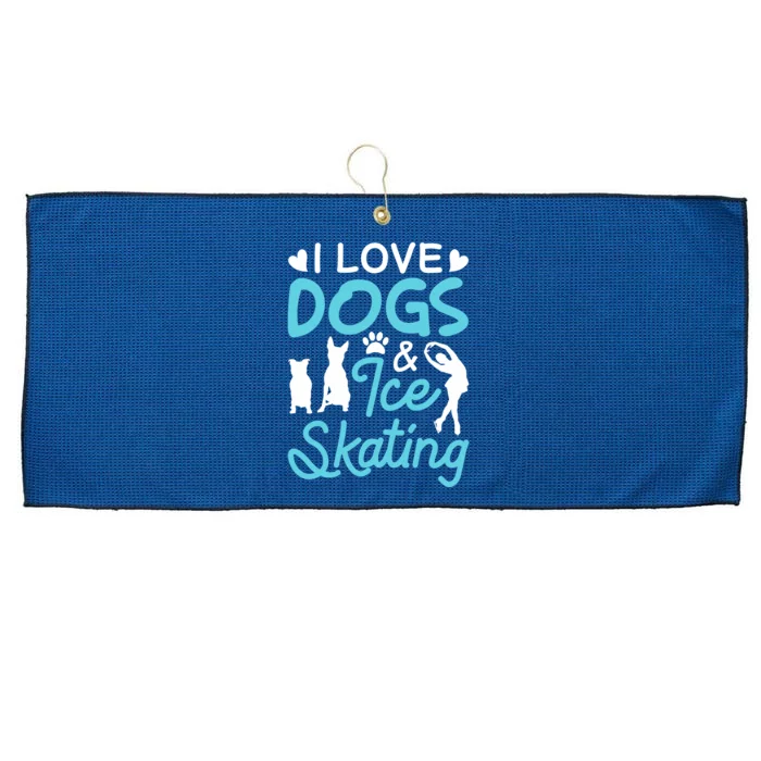 I Love Dogs And Ice Skating Large Microfiber Waffle Golf Towel