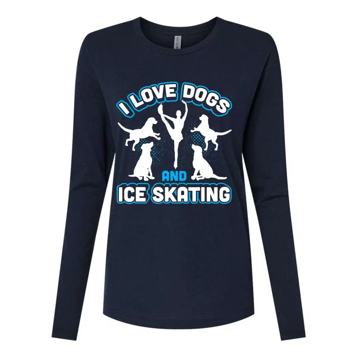 I Love Dogs And Ice Skating Womens Cotton Relaxed Long Sleeve T-Shirt