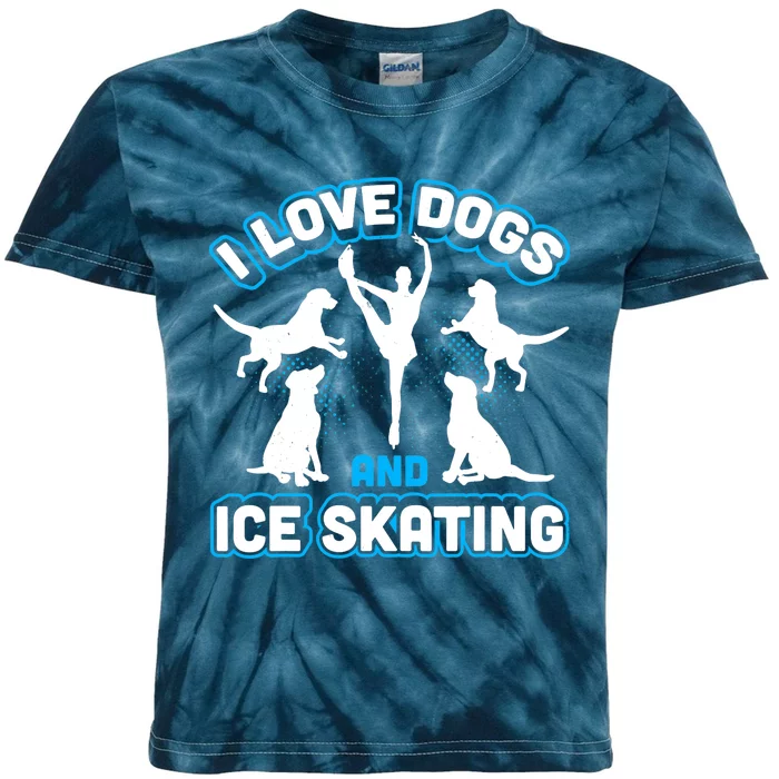 I Love Dogs And Ice Skating Kids Tie-Dye T-Shirt