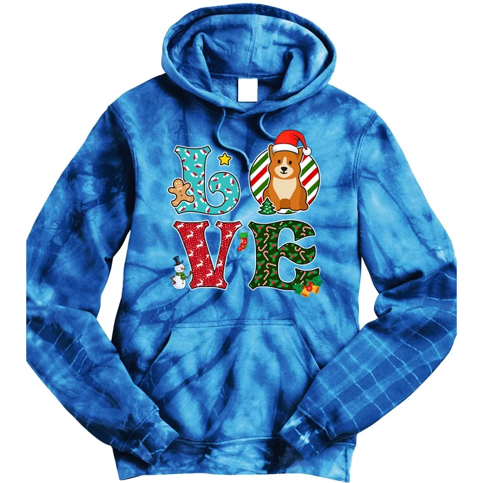 I Love Dog Pembroke Welsh Corgi Christmas Gift Tie Dye Hoodie