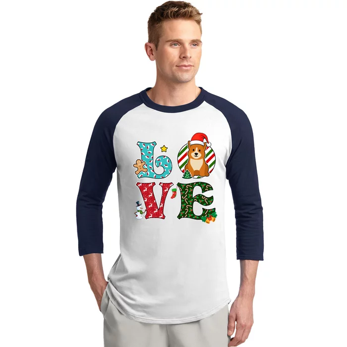 I Love Dog Pembroke Welsh Corgi Christmas Gift Baseball Sleeve Shirt