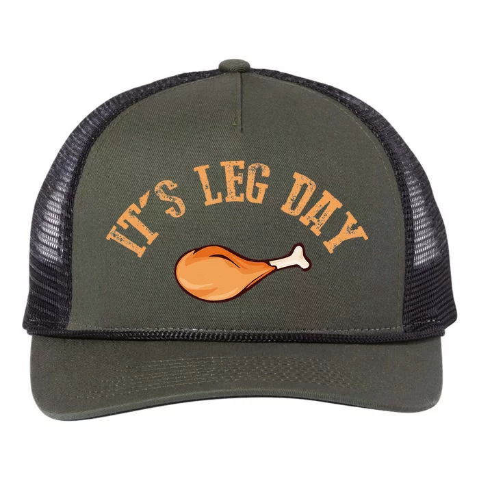 Its Leg Day Funny Turkey Thanksgiving Retro Rope Trucker Hat Cap