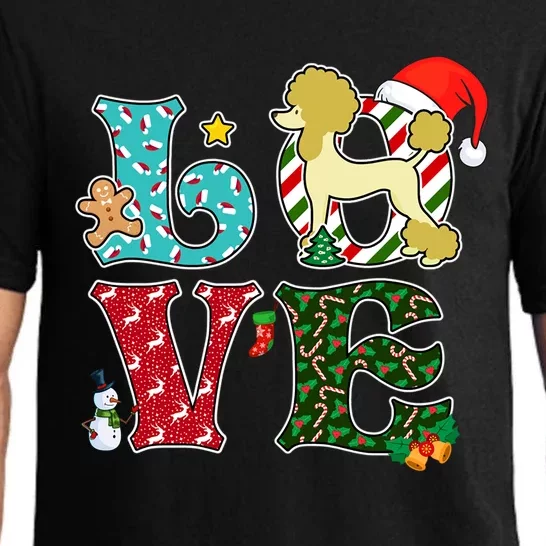 I Love Dog Poodle Christmas Gift Pajama Set