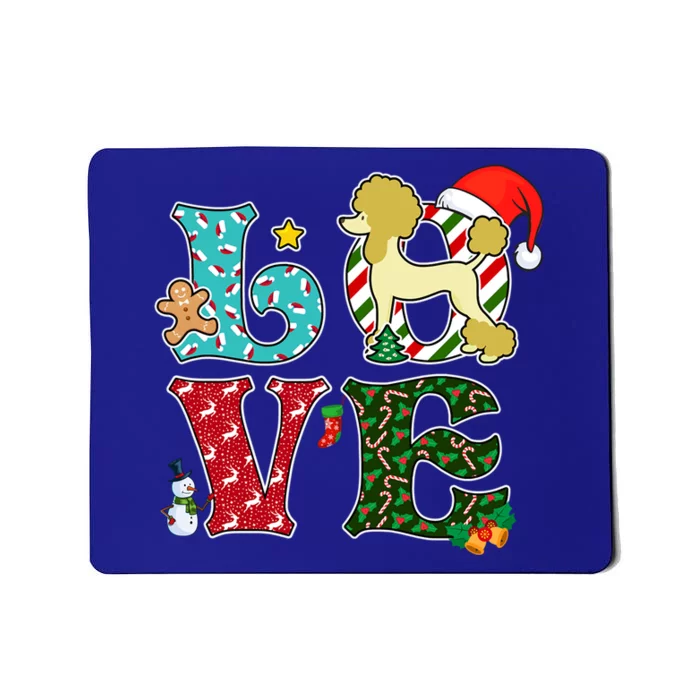 I Love Dog Poodle Christmas Gift Mousepad